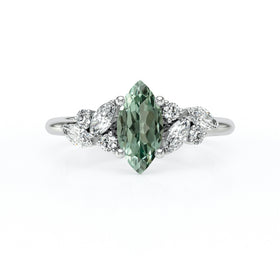 Solitaire accompagné saphir vert diamant Divine Idylle - 24