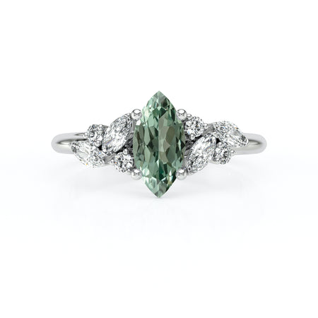 Solitaire accompagné saphir vert diamant Divine Idylle - 24