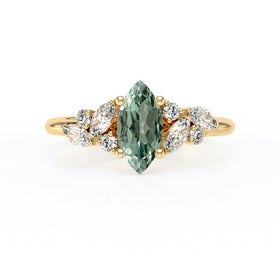 Solitaire accompagné saphir vert diamant Divine Idylle - 24