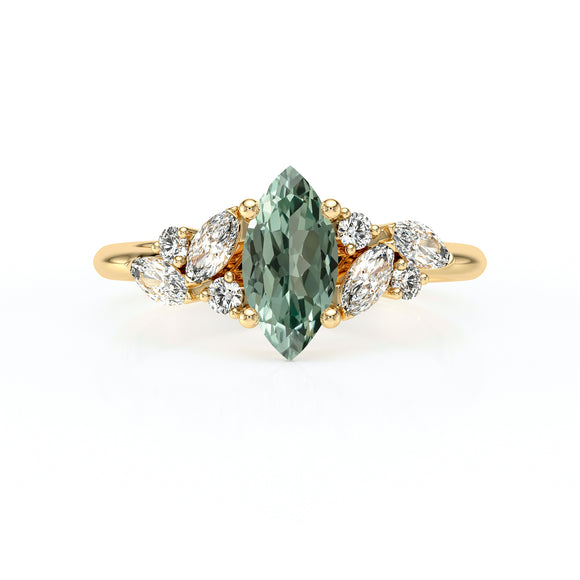 Solitaire accompagné saphir vert diamant Divine Idylle - 24