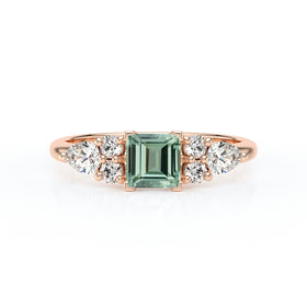 Solitaire accompagné saphir vert diamant Divine Idylle - 26