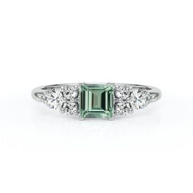 Solitaire accompagné saphir vert diamant Divine Idylle - 26