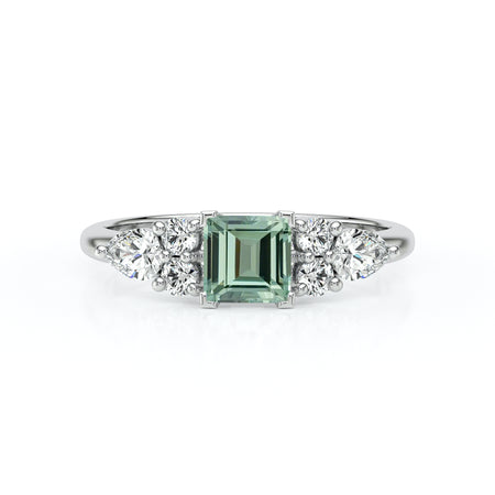 Solitaire accompagné saphir vert diamant Divine Idylle - 26