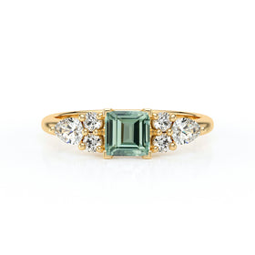 Solitaire accompagné saphir vert diamant Divine Idylle - 26