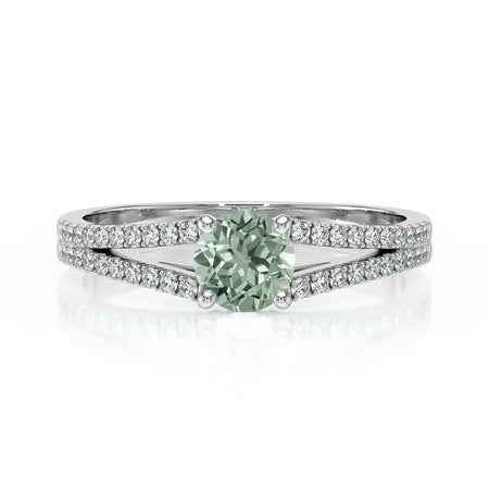 Solitaire accompagné saphir vert et diamant Divine Idylle - 8
