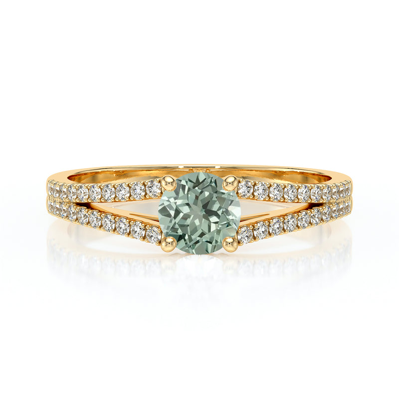 Solitaire accompagné saphir vert et diamant Divine Idylle - 8