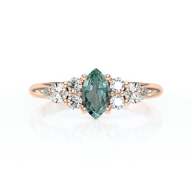Solitaire accompagné saphir vert diamant Divine Idylle - 9
