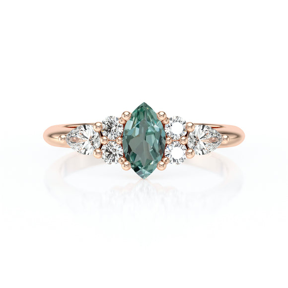 Solitaire accompagné saphir vert diamant Divine Idylle - 9