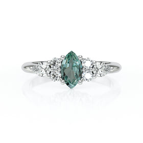 Solitaire accompagné saphir vert diamant Divine Idylle - 9