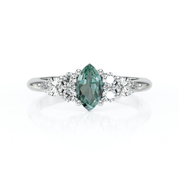 Solitaire accompagné saphir vert diamant Divine Idylle - 9