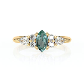 Solitaire accompagné saphir vert diamant Divine Idylle - 9