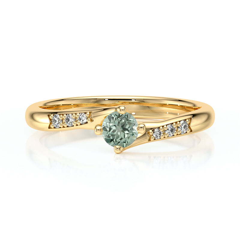 Solitaire accompagné saphir vert et diamant Fou de toi - 1