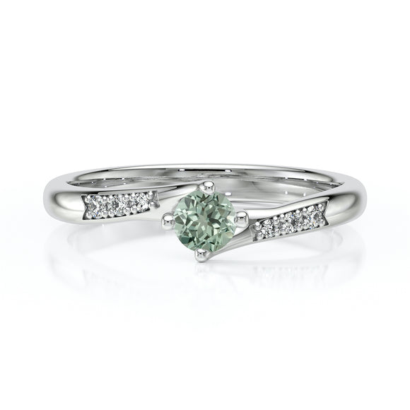 Solitaire accompagné saphir vert et diamant Fou de toi - 1