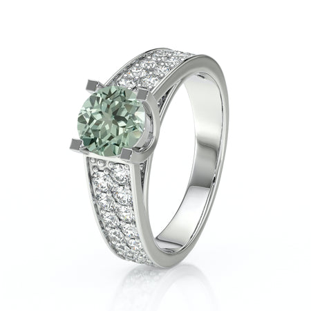 Solitaire accompagné saphir vert diamant Fou de toi - 2