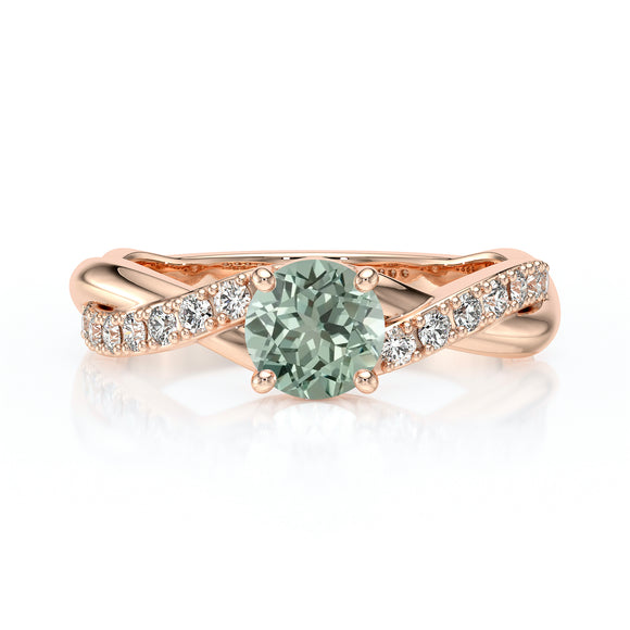 Solitaire accompagné saphir vert diamant Fou de toi - 3