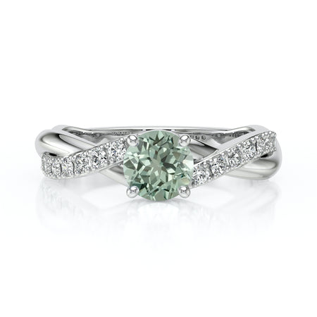 Solitaire accompagné saphir vert diamant Fou de toi - 3