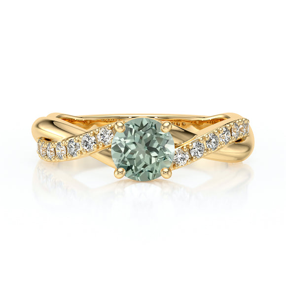 Solitaire accompagné saphir vert diamant Fou de toi - 3