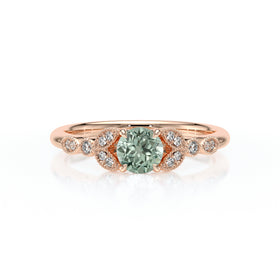Solitaire accompagné saphir vert diamant Fou de toi - 4