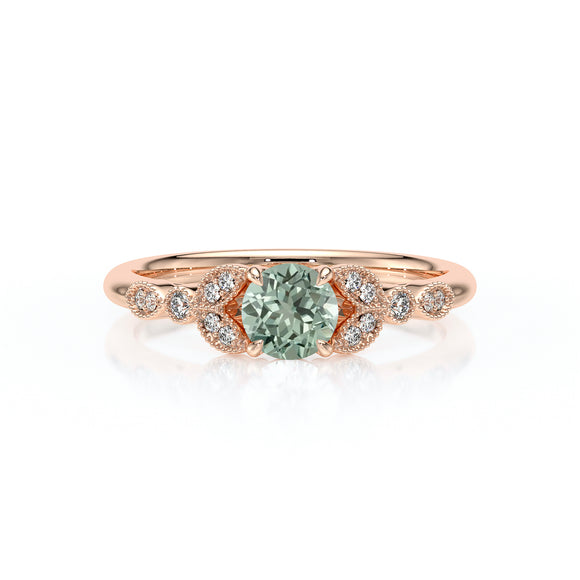 Solitaire accompagné saphir vert diamant Fou de toi - 4