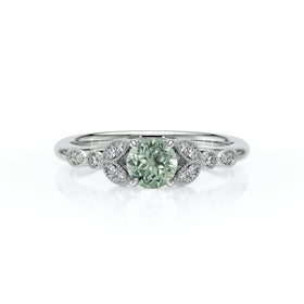 Solitaire accompagné saphir vert diamant Fou de toi - 4