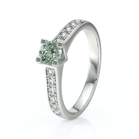 Solitaire accompagné saphir vert et diamant Pluie d’étoiles - 1