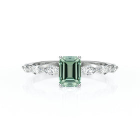 Solitaire accompagné saphir vert diamant Solstice - 4