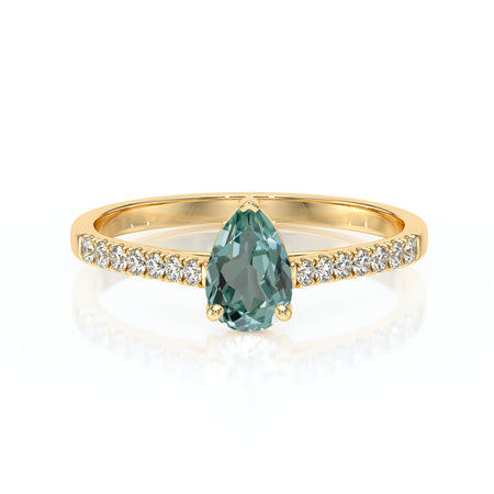 Solitaire accompagné saphir vert et diamant Divine Idylle - 2