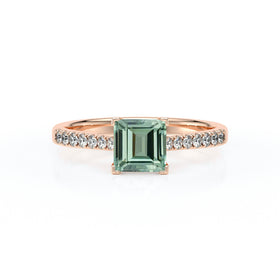 Solitaire accompagné saphir vert et diamant Divine Idylle - 27