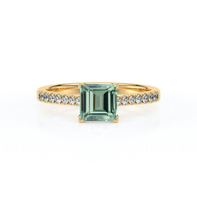 Solitaire accompagné saphir vert et diamant Divine Idylle - 27