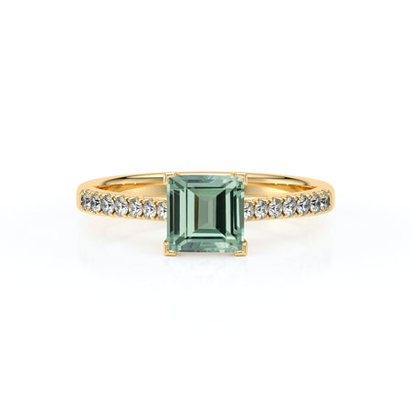 Solitaire accompagné saphir vert et diamant Divine Idylle - 27