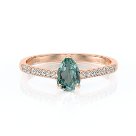 Solitaire accompagné saphir vert et diamant Divine Idylle - 2