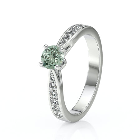 Solitaire accompagné saphir vert et diamant Pluie d’étoiles - 15