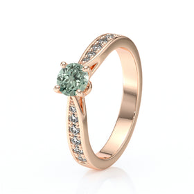 Solitaire accompagné saphir vert et diamant Pluie d’étoiles - 15