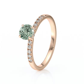 Solitaire accompagné saphir vert et diamant Pluie d’étoiles - 17