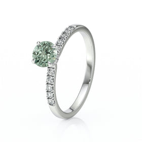 Solitaire accompagné saphir vert et diamant Pluie d’étoiles - 17