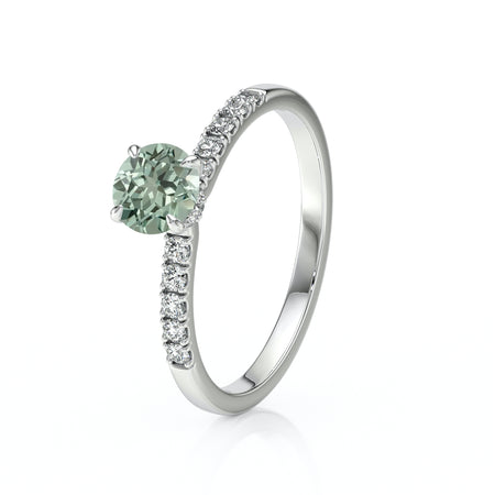 Solitaire accompagné saphir vert et diamant Pluie d’étoiles - 17