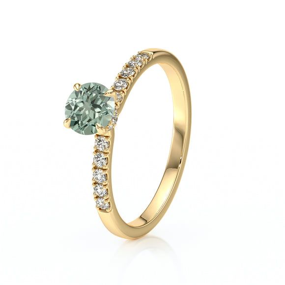 Solitaire accompagné saphir vert et diamant Pluie d’étoiles - 17