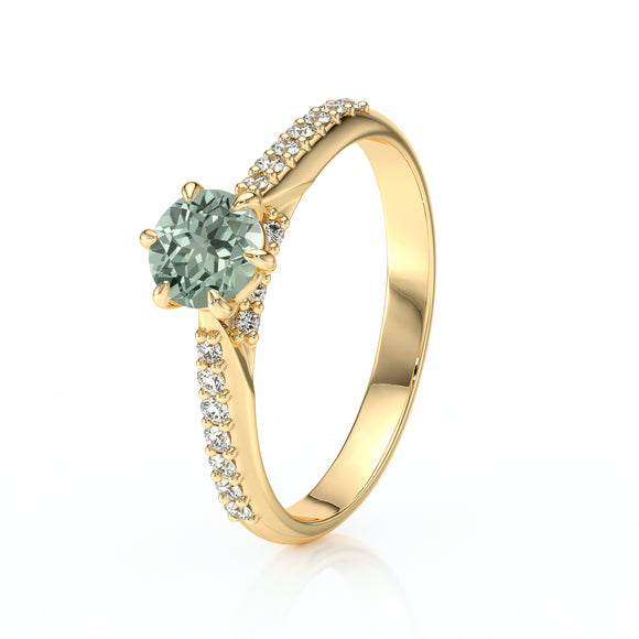 Solitaire accompagné saphir vert diamant Pluie d’étoiles - 18