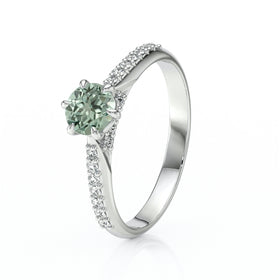 Solitaire accompagné saphir vert diamant Pluie d’étoiles - 18