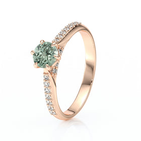 Solitaire accompagné saphir vert diamant Pluie d’étoiles - 18