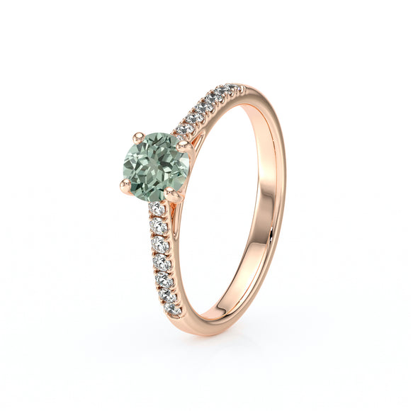 Solitaire accompagné saphir vert et diamant Pluie d’étoiles - 19