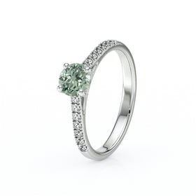 Solitaire accompagné saphir vert et diamant Pluie d’étoiles - 19