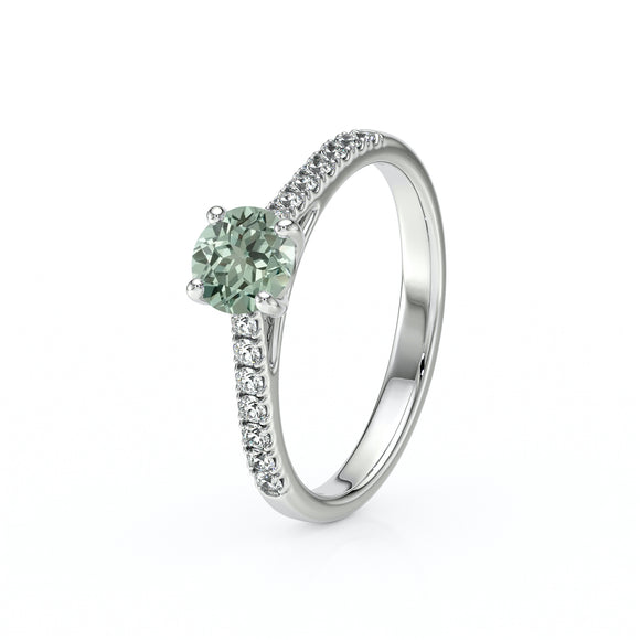 Solitaire accompagné saphir vert et diamant Pluie d’étoiles - 19