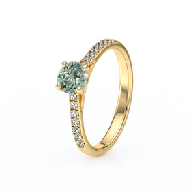 Solitaire accompagné saphir vert et diamant Pluie d’étoiles - 19