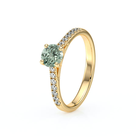 Solitaire accompagné saphir vert et diamant Pluie d’étoiles - 19