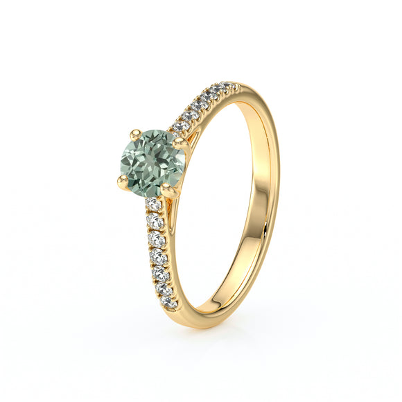 Solitaire accompagné saphir vert et diamant Pluie d’étoiles - 19
