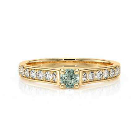 Solitaire accompagné saphir vert et diamant Pluie d’étoiles - 2