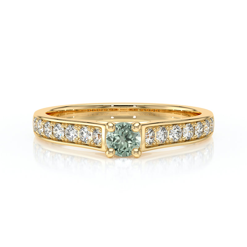 Solitaire accompagné saphir vert et diamant Pluie d’étoiles - 2