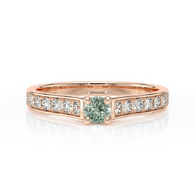 Solitaire accompagné saphir vert et diamant Pluie d’étoiles - 2