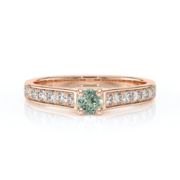 Solitaire accompagné saphir vert et diamant Pluie d’étoiles - 2